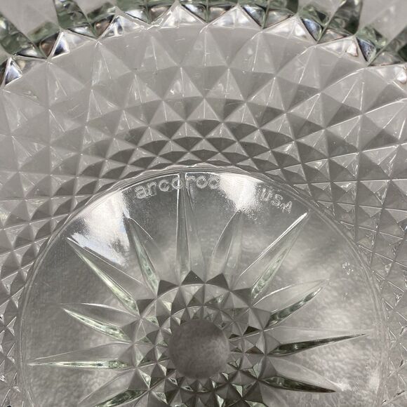 Vintage ARCROC USA Starburst Diamant Diamond Clear Glass Salad Serving Bowl – 9” - Picture 4 of 10